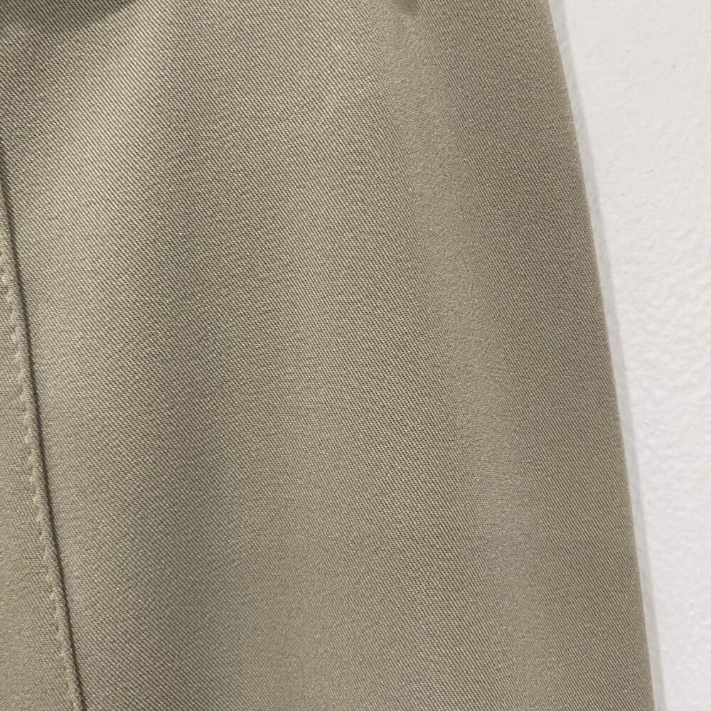 Khaki Fluted Maxi Skirt Lace Up Front Waist Detail FR 42 US M Boho Flowy - Picture 6 of 9